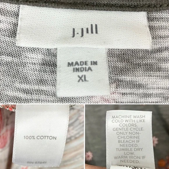 J JILL Cotton Shift Dress XL Daisy Floral Pockets Casual Travel Resort Vacation - Picture 7 of 10